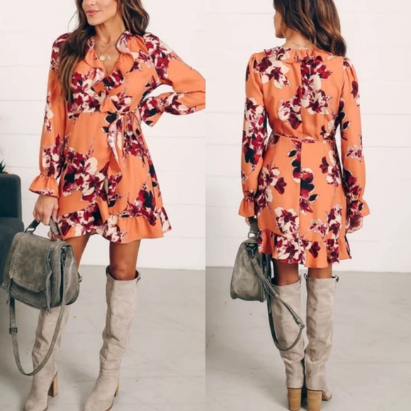 Honey Punch Dresses & Skirts - Surplice Ruffle Flounce Wrap Dress Sold by Vici